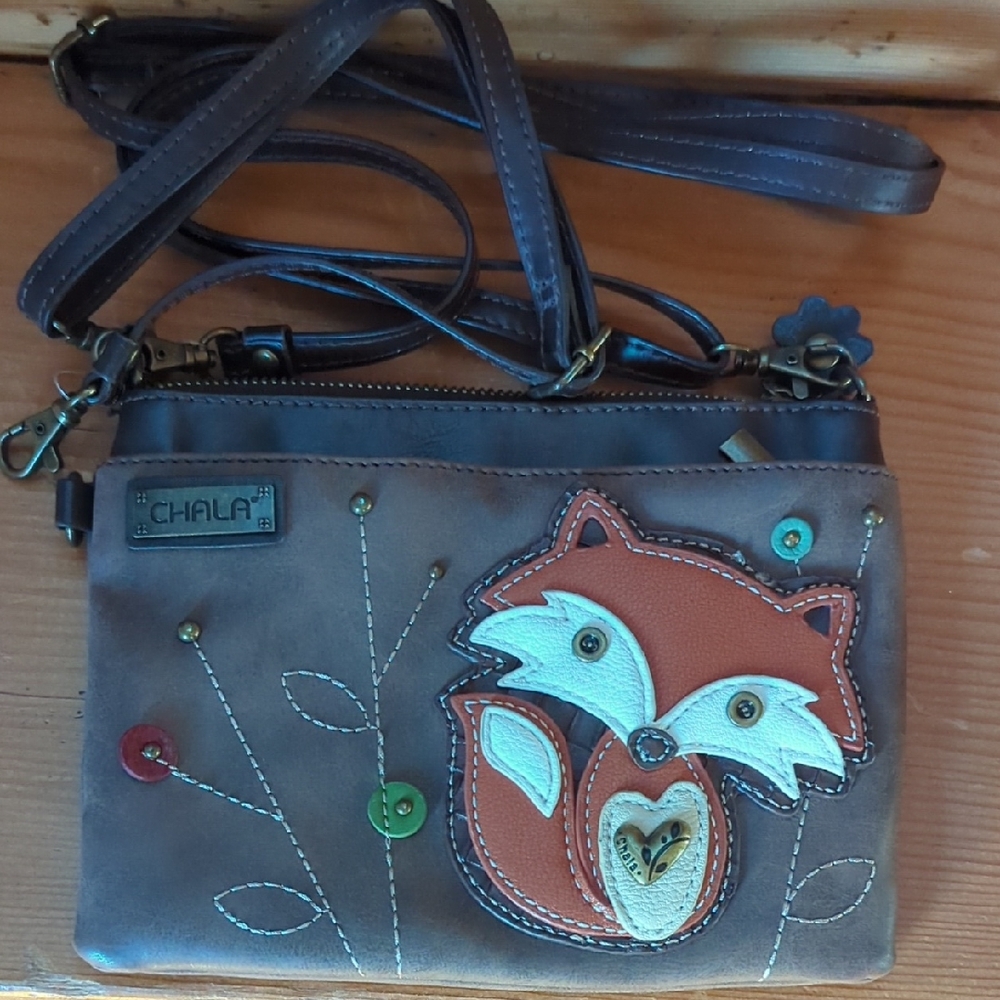 Chala Brown and Gray Fox Crossbody Bag